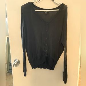 Black Slouchy Button-Up Cardigan Sweater